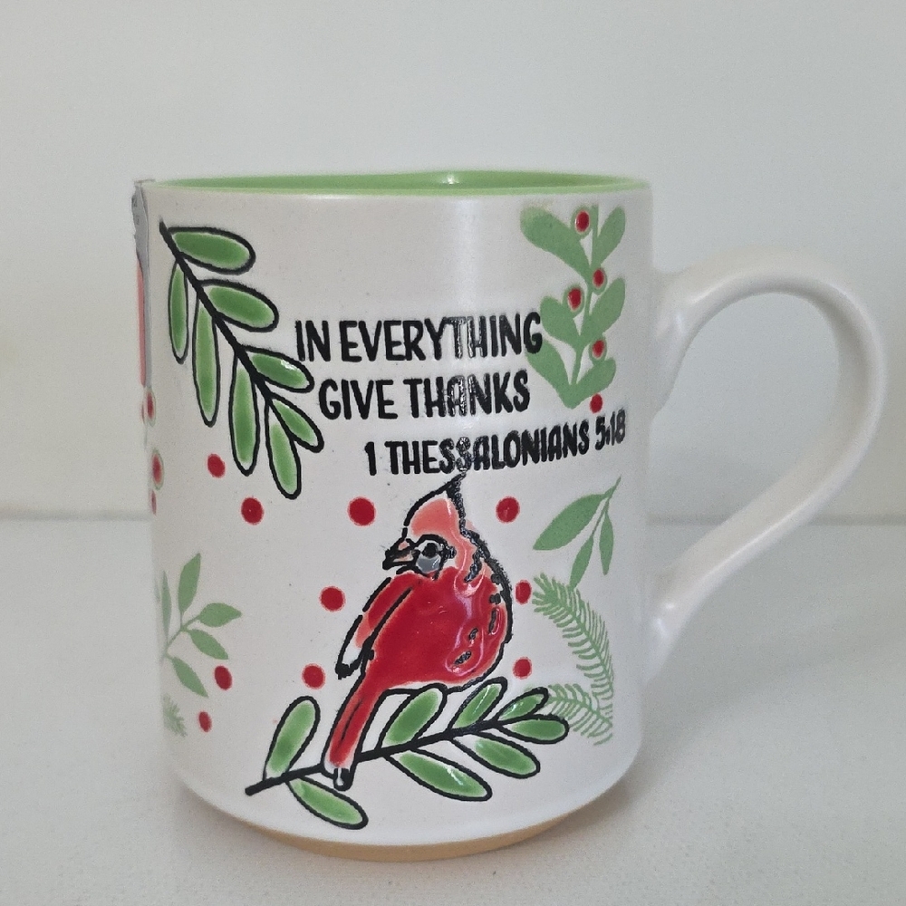 Spectrum Designz White and Red Cardinal Ceramic Mug, NWOT